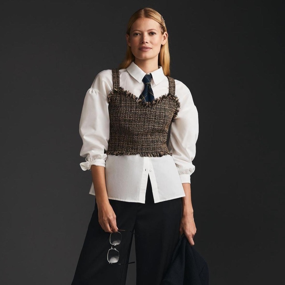 Anthropologie White Button-Up Shirt